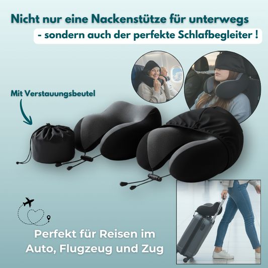 Schlummerstütze - Ergonomisches Nackenkissen mit integrierter Kapuze