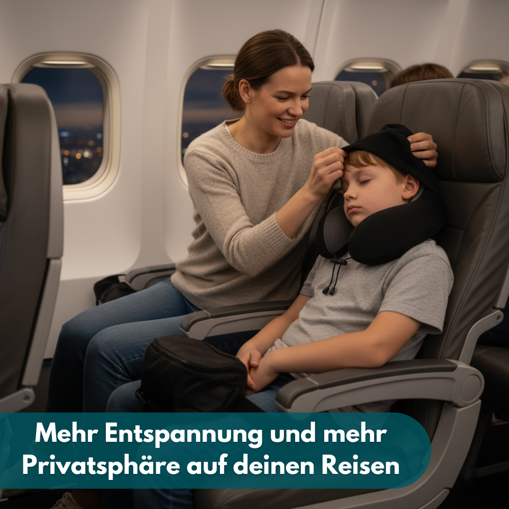 Schlummerstütze - Ergonomisches Nackenkissen mit integrierter Kapuze