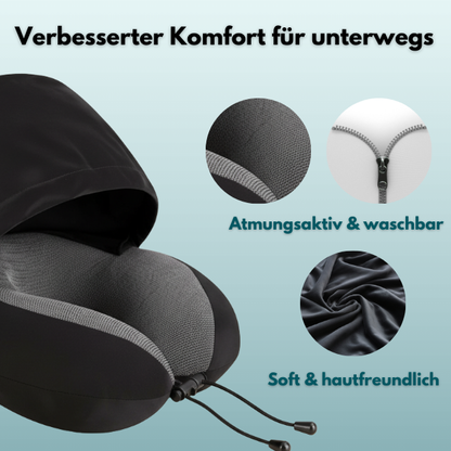 Schlummerstütze - Ergonomisches Nackenkissen mit integrierter Kapuze